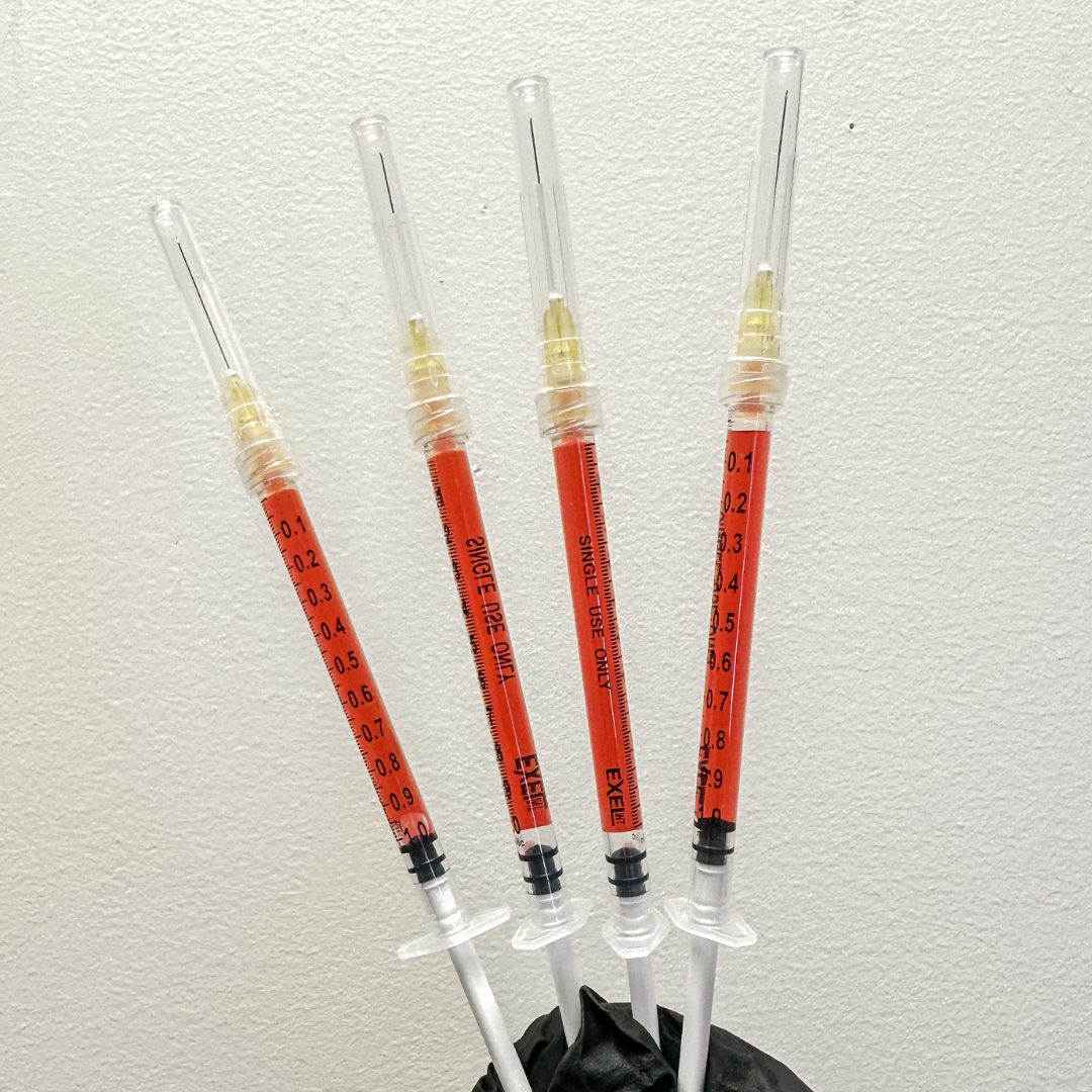 Prepared weight loss injections drawn and labelled at All About Monroe in Demorest, Georgia